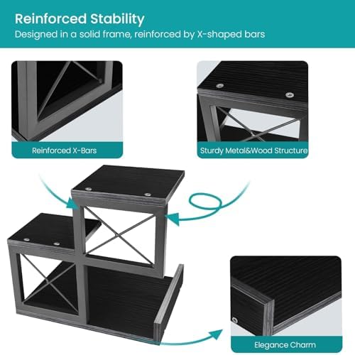 ELITEROO Wood Desktop Shelf, 3 Tier Desk Shelves Small Bookshelf Organizer, Office Storage Rack and Cubicle Organizers Accessories for Dorm Office Home Decor, Black