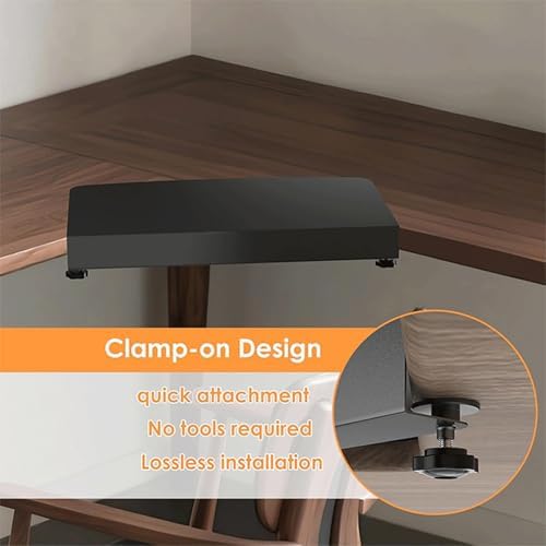 Asixxsix 17 inch Corner Desk Connector, Stainless Steel L Desk Platform Extender with Screw Clamp, for Keyboard Tray Mount on L Shaped Workstation and Home Office