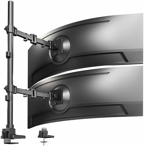 VIVO Dual Ultra-Wide Monitor Extra Tall Desk Mount for up to 49 inch Ultrawides, Clamp-on Adjustable Stand Holds 44 lbs per Screen, VESA up to 100x100mm, Black, STAND-V120T
