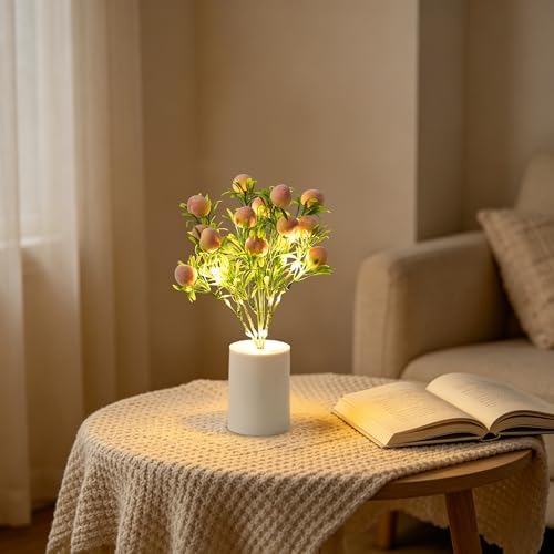 Artificial Peach Tree Lamp, Home Cafe Decor Light Birthday Gifts for Women