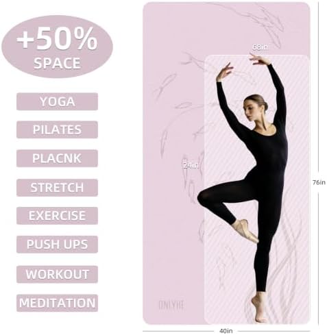 Extra Wide Yoga Mat 76"x40"x10mm TPE Non-Slip Fitness Exercise Mat