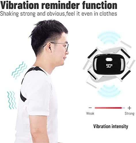 Posture Corrector Smart Sensor Corrector Men Women, Full Back and Neck Support Adjustable Straps with Smart Sensor Vibration Reminder Back Posture (Color : Black)