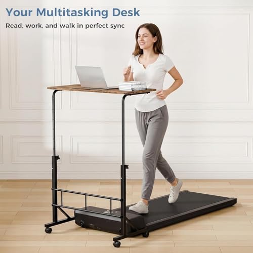 Simple Deluxe 31.5" Adjustable Height Mobile Desk with Locking Wheels & Pin-Lock – Height-Adjustable Standing Desk– Heavy-Duty Portable Workstation for Small Spaces & Home Office – Black