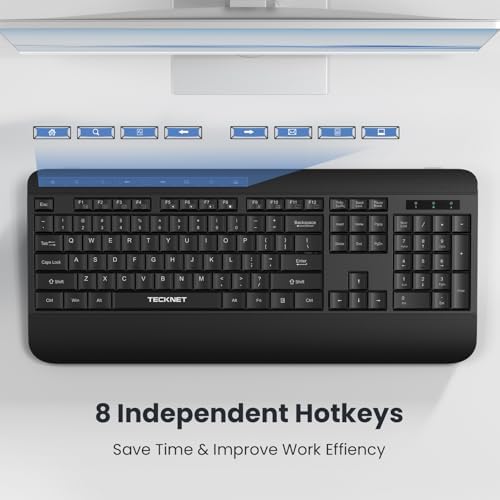 TECKNET 2.4GHz Wireless Ergonomic Keyboard with Full Size Wrist Rest