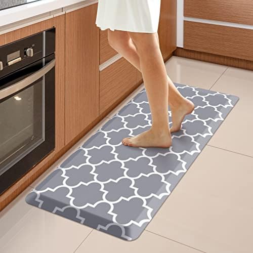 WISELIFE Kitchen Runner Rugs Anti-Fatigue mats, 17.3" x 39", 4/5 Inch, Grey