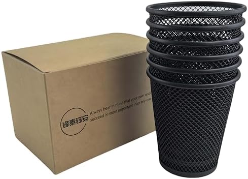 Fengtaiyuan Metal Mesh Pen Holder, 6-Pack, Wire Mesh Desk Organizer, Multifunctional Pen Cup for Office, Home, School, Rust-Resistant & Sturdy Desk Accessory (T16)