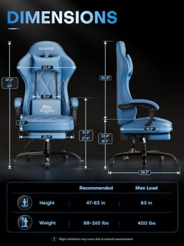 HLDIRECT Gaming Chair with Massager Lumbar Support, 400LBS Weight Capacity