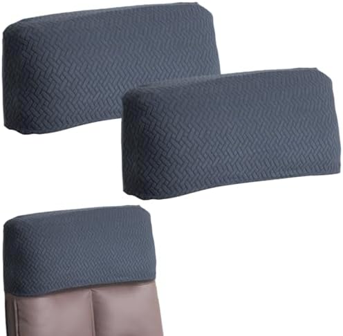 Stretch Office Chair Headrest Cover Jacquard Headrest Slipcover for Office Chairs Non Slip Head Rest Chair Furniture Protector for High Back Computer Chairs Set of 2 Dark Gray