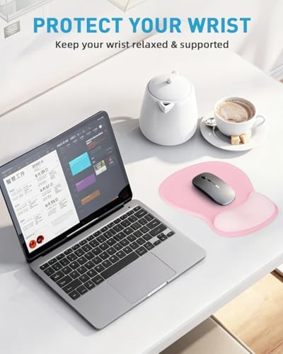 Ergonomic Mouse Pad with Wrist Rest, Mousepad with Memory Foam Support for Pain Relief, Non-Slip Base for Computer, Laptop, Office & Home, 10.2 x 7.5 in
