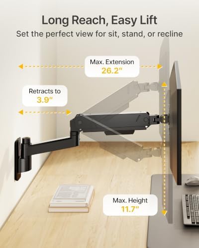 monTEK Heavy Duty Monitor Wall Mount for 17-45" Screens, Holds 35 Lbs
