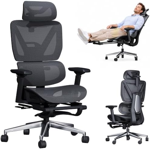 ATORPOK Ergonomic Reclining Office Chair with Footrest, Black