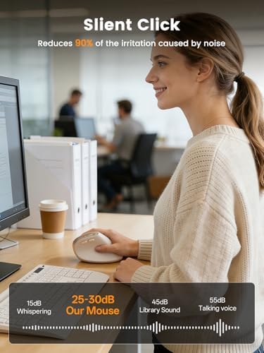 SABLUTE Ergonomic Keyboard and Vertical Mouse Bundle, White Wave Keyboard (2 AA Batteries Powered) with Cushioned Wrist Rest and Beige Rechargeable Vertical Mouse, Wireless Office Setup for Windows