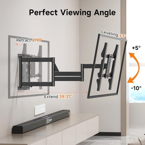 XINLEI Long Arm TV Wall Mount for Most 32-84 Inch TVs, 40” Extension Full Motion TV Bracket with Swivel Articulating Extension Tilt Arm, Max Support 132lbs, VESA 600x400mm, Max 16" Wood Stud, MA1079L