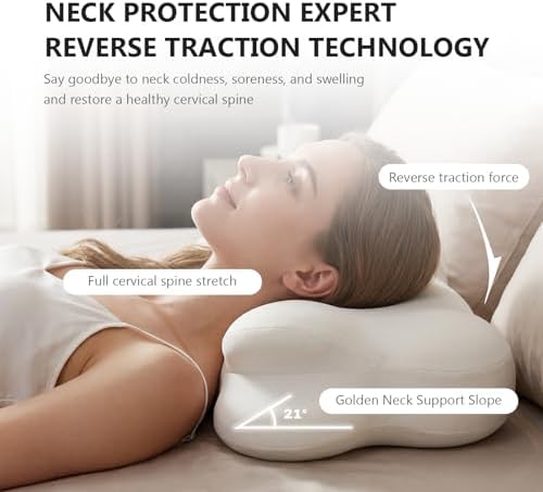 Cloud Pillow, Ergonomic Memory Foam Cervical Neck Support Pillow with Breathable Pillowcase, Adjustable Dual-Height Design for Side Back Stomach Sleepers