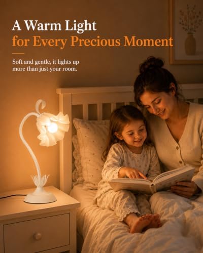 WERFOP Flower Table Lamp Cute Desk Lamp for Bedroom Home Decor