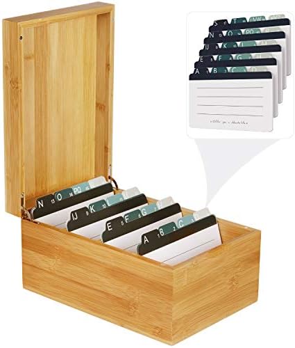 MaxGear Bamboo Business Card Organizer for 4" x 6" Cards
