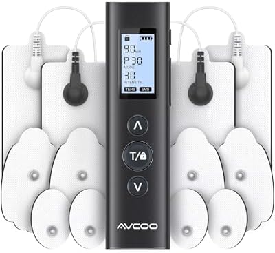 AVCOO 30 Modes TENS EMS Unit Muscle Stimulator for Pain Relief, 12 Pcs Pads