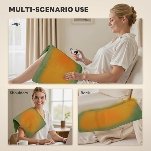 Heating Pad 12''X24'' for Back Neck Shoulder Pain Relief,Green