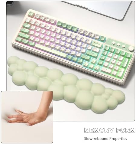 Cloud Keyboard Wrist Rest,Wrist Rest for Keyboard-Memory Foam,Green