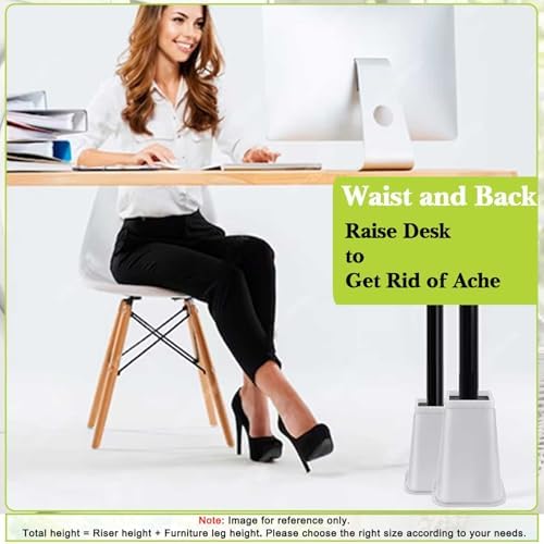 4 Pack Furniture Risers 8 Inch, Bed Risers Heavy Duty for Table Desk Couch Chair Sofa Cabinet Bed Frame Dorm, Square Table Leg Risers Lift Height 8", White