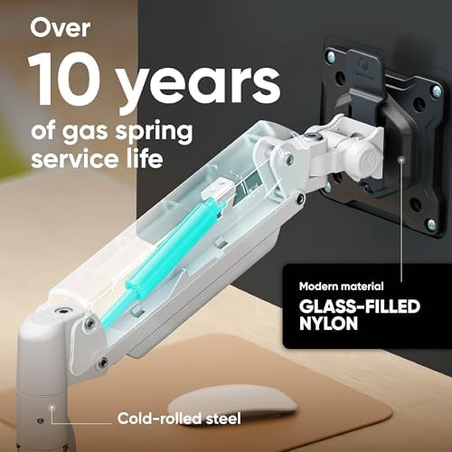 ONKRON Single Monitor Arm 13-32 Inch, 22 lbs, VESA 75x75-100x100, White