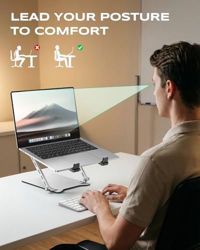 RIWUCT 2026 Laptop Stand for Desk Ultra-Slim Portable & Height Adjustable