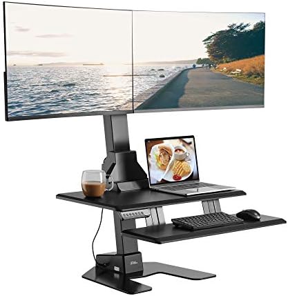 AVLT Electric Standing Desk Converter for Dual 32" Monitors Motorized