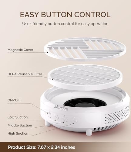 MelodySusie Nail Dust Collector White with Rechargeable UV LED Nail Lamp P-PLUS30G Blue