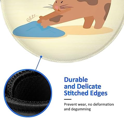 Cute cat Stretching cat Mouse pad Cute,Gaming Mouse pad Small Non-Slip Round Mouse Pads for Wireless Mouse,Laptop,Desk