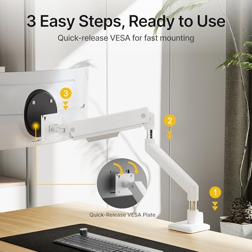 monTEK Single Monitor Arm for Max 45 Inch Ultrawide Screens, Holds 35 Lbs