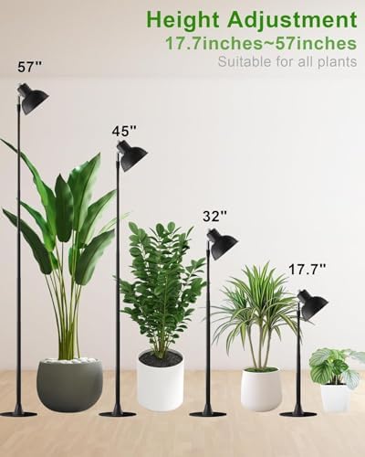 yadoker Plant Grow Light for Indoor Plant, Aluminum LED Grow Light,Elevating Plant Lamp,Height Adjustable,Automatic Timer with 8/12/18Hours,10-Level Brightness,Ideal for Large Plant Grow