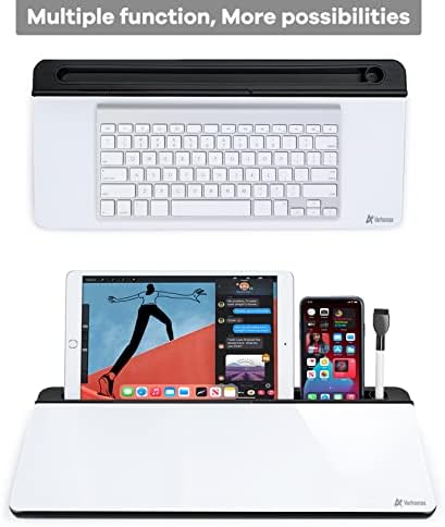 Varhomax Glass Desk Whiteboard with Storage, Desktop Organizer
