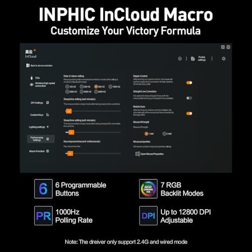 INPHIC A9 V2 Explorer Wireless Gaming Mouse, Tri-Mode, Rechargeable