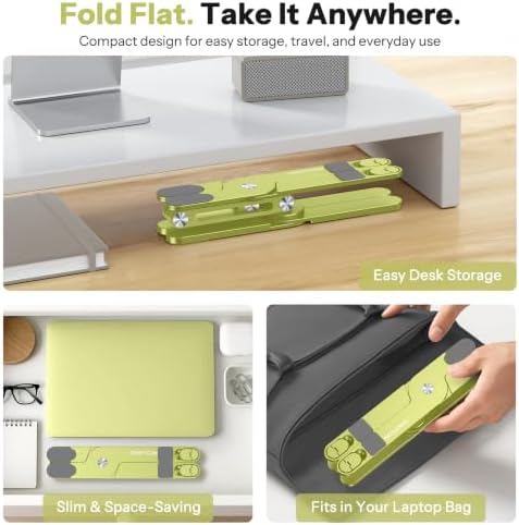 OMOTON LA10 360° Rotating Laptop Stand Riser Foldable for Desk, Citron