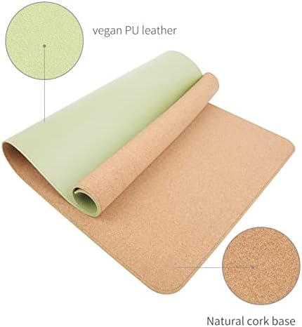 RENMTURE Dual-Sided Mouse Pad, Natural Cork & PU Leather Large Desk Pad for Office and Home Work, Desk Protector Non-Slip, Waterproof, Easy Clean (Light Green, 36"x17")