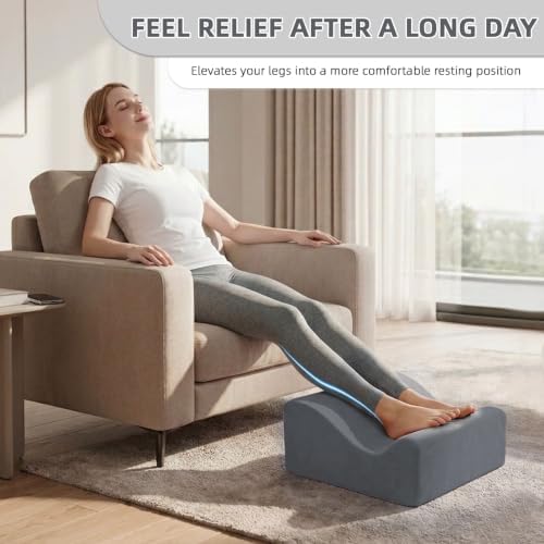 Work Foot Rest Under Desk,Ergonomic Footrest & Washable Cover Grey