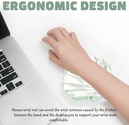 Gel Wrist Rest for Keyboard and Mouse Green Shell Keyboard Wrist Rest Set Ergonomic Cute Transparent Clear Cool Mouse Wrist Pad Silicone Non-Slip Support for Computer Gaming Home Office Ocean Beach