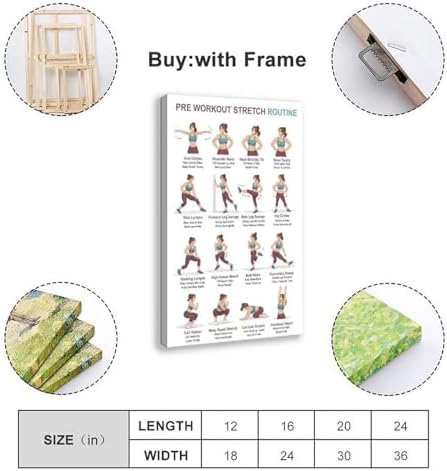 Pre Workout Stretch Routine Dynamic Warm Up Exercises Chart Standing Full Body Warm Up Before Workout Gym Canvas Poster Wall Art for Living Room Bedroom Decor Frame 24x36inch