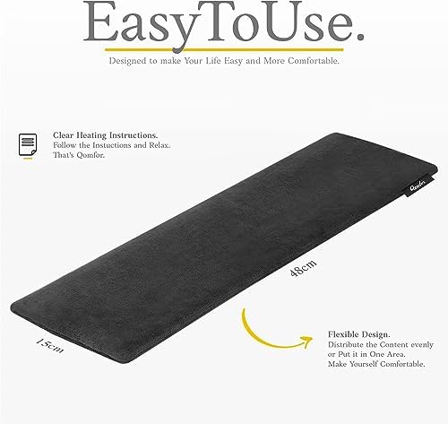 Qomfor - Microwavable Heating Pad - Black - Lavender Scented Heat Pack - Therapeutic Heat Wrap for Neck, Shoulders & Period Cramps Pain Relief - Reusable Hot/Cold Therapy Bag