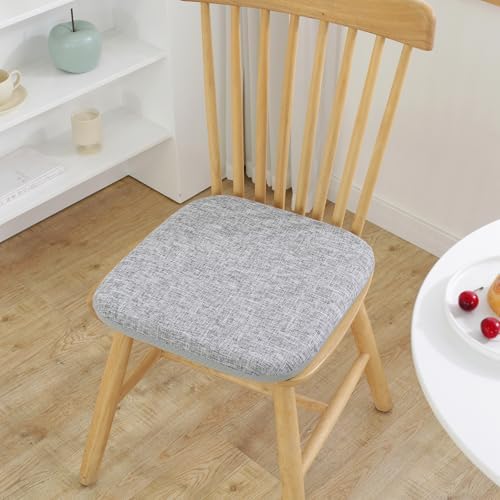 High Resilience Memory Foam Chair Cushion 19"x19"x2" Set of 2 Square Chair Pads and Washable Cover Non Slip Seat Cushions for Indoor Dining Room Kitchen and Office Chairs (Grey,19"x19")