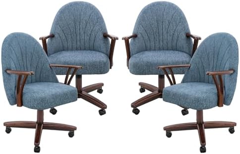 Chromcraft Bailey Swivel-Tilt Caster Dining Chair - Walnut - River - 4pc