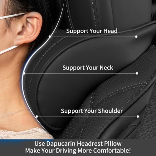 Car Neck Pillow for Driving Headrest Memory Foam Black, 2 Packs