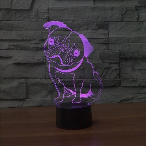 Shar Pei 3D Illusion Night Light Touch Table Desk Lamp with Remote Control 16 Colors Optical USB LED Night Light for Kids Gift Room Decoration
