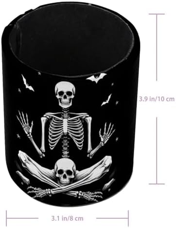 Funny Skeleton Pen Holder Pencil Organizer Cute Pencil Cup Desk Decor Makeup Brush Holder PU Multifunctional Office Supplies for Home Classroom School