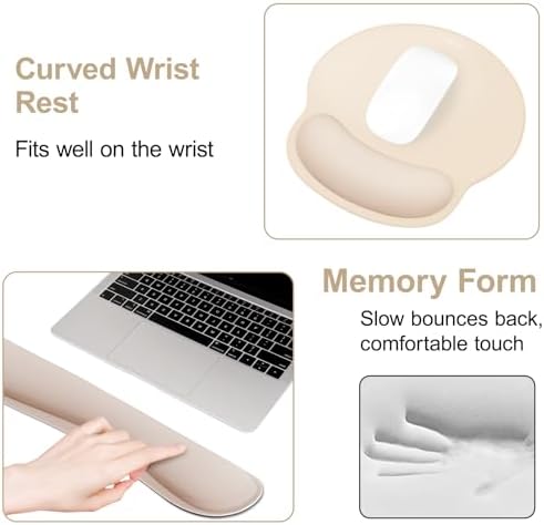 MOSISO Wrist Rest Support for Mouse Pad&Keyboard Set, Apricot
