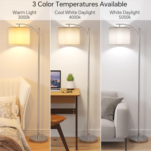 SUNMORY Arc Floor Lamp, Modern Floor Lamp with 9W 3 Color Temperatures Bulb