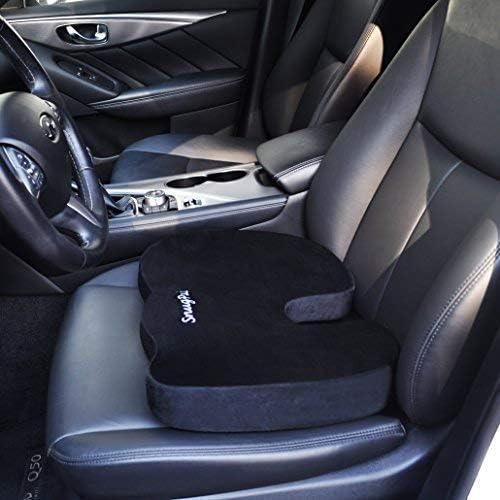 Black Memory Foam Seat Cushion - Sciatica, Back, Hip, and Tailbone Pain Relief, Firm Version, Support for Office Chair, Wheelchair, Car. Non-Slip Orthopedic Coccyx Memory Foam (2 Pack)