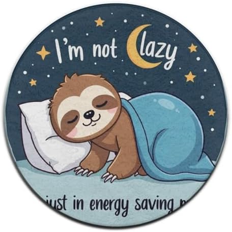 Soft Round Yoga Carpet, Office Chair Decor Round Mat for Carpet and Hardwood Floors Cute Sloth
