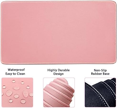 4-in-1 Large Gaming Mouse Pad, Keyboard Wrist Rest Pad & Wrist Support Mousepad Set, Extended Desk Pad Waterproof Desk Mat for Home Office Study Game-Pink