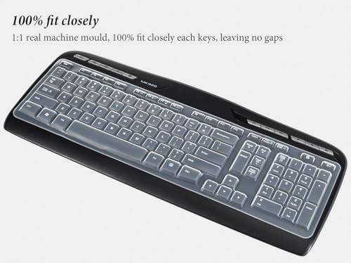 Keyboard Cover Compatible with Logitech MK320 MK330 K330 MK335 Wireless Desktop Keyboard, Logitech MK320-YR002/Y-R0009 Keyboard Protector Skin-Clear